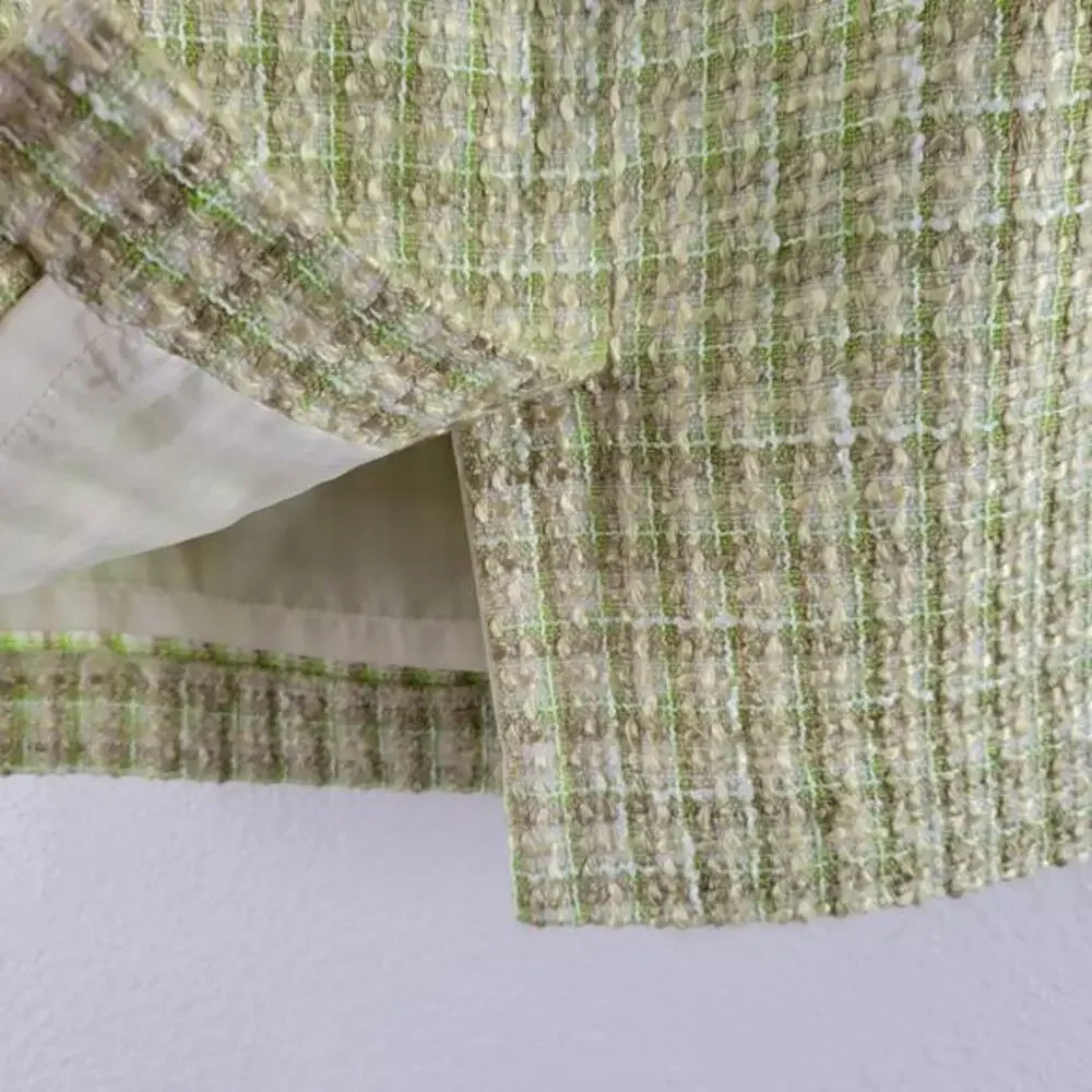 Karen Scott‎ Tweed Skirt Womens Sz 10 Boucle Green Lime